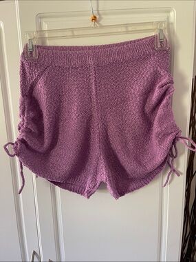 Free People Beach Lavender Knit Drawstring Side-Tie Shorts Sz Small